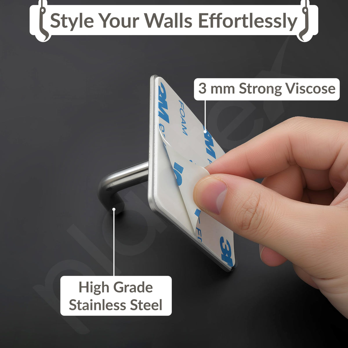 Plantex Wall Hanging Hook/Bath Towel Hook/Self Adhesive Square Robe Hooks for Kitchen/Bathroom/Stylish Home Decor Items - Pack of 2 (Chrome)-3