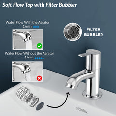 Plantex Ceramic Basin with Stainless Steel Pillar Cock/Wall Hung Basin/Deck Mount Tap/Basin for Bathroom - (Cuba - Combo)-4