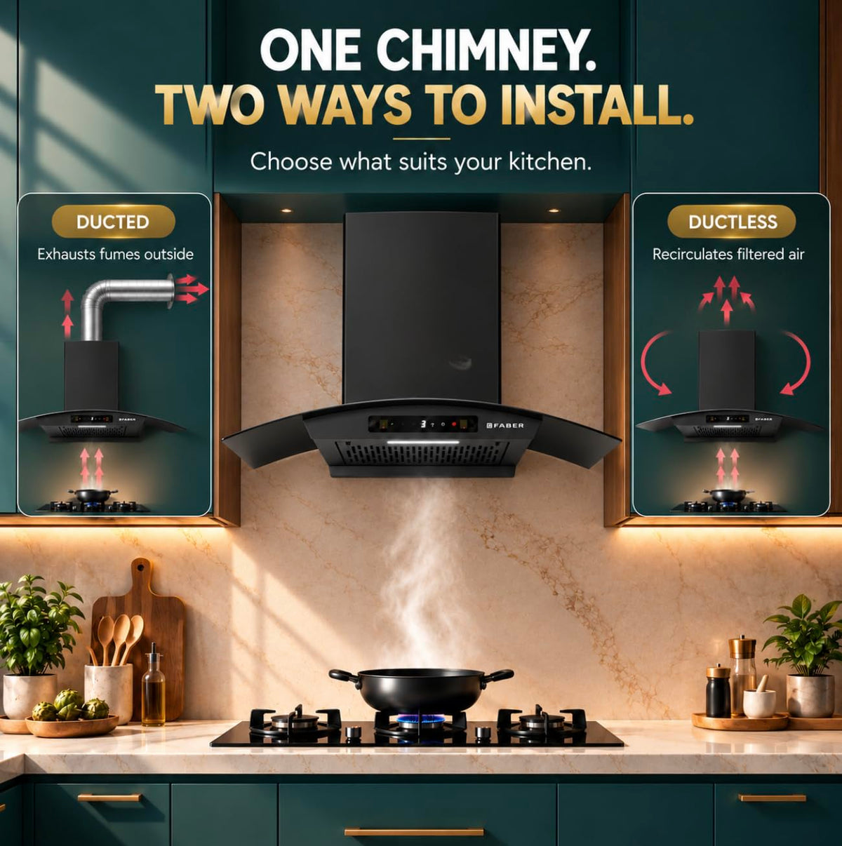 Faber Agile 75cm 1500m³/hr BLDC Autoclean Curved Shape Chimney | Built In Oil Collector | Touch & Gesture Control | 8Yr 