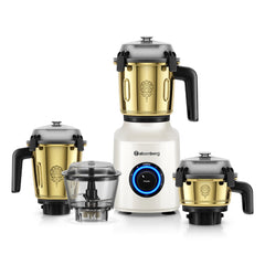 Atomberg Zenova Mixer Grinder | Unique Coarse Mode for Silbatta-like Texture | Intelligent BLDC Motor | Safety Features | 4 Jars including Chopper | Hands-Free Operation (Sand Grey)