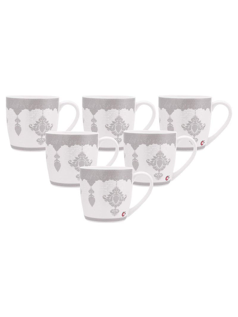 Clay Craft Fine Ceramic Tea/Coffee Cup Set of 6-200 ml Each (Fiesta FI801), Tea Cup Set of 6, Microwave & Dishwasher Safe, Mugs for Coffee, Cups Set of 6, Mug Set, Gift Set, Ideal for Gifting
