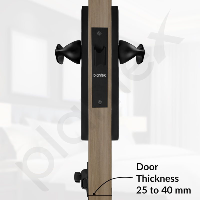 Plantex Heavy Duty Door Lock Bathroom Door Lock/Mortise 8inch Keyless Plate Handle Set for Home/Bathroom/Store Room/Balcony/Office with Baby Latch (8106, Z-Black)-5