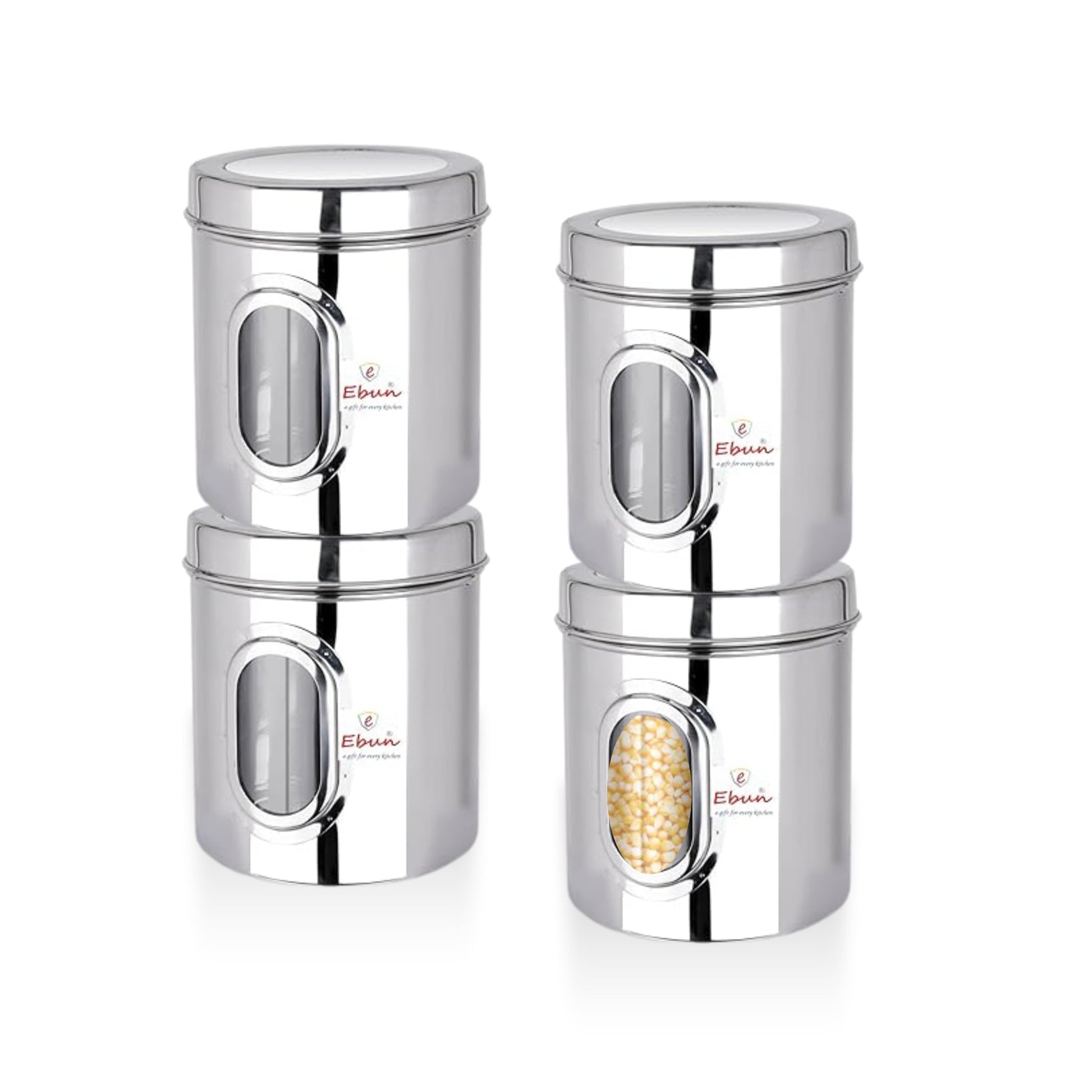 Ebun Stainless Steel See Through Small Containers | Small Containers with Capacity 200 Grams | Pack of 6 Pcs Combo, Silver