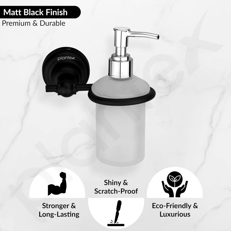 Plantex 304 Grade Stainless Steel Liquid Soap Dispenser/Shampoo Dispenser/Hand Wash Dispenser/Bathroom Accessories - Skyllo (Black)-3