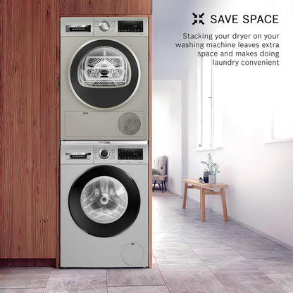 Bosch 8 kg Fully Automatic Front Load Condenser Tumble Dryer (WPG23108IN, 5 Drying Options, 14 Programs, Allergy Plus, 100% Drying with 0% Effort, Inbuilt Heater, Silver)