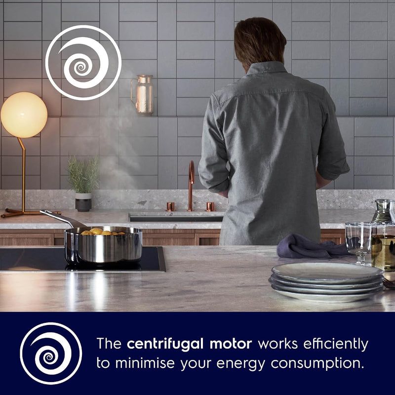 Electrolux 60cm Straight Glass Chimney for up to 180 sqft Kitchen, AutoClean, UltimateTaste 500, Black, ECC6681G-6
