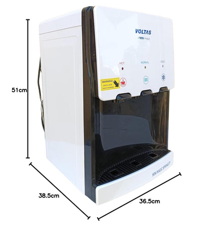 Voltas Spring TT Table Top Water Dispenser with Three Temperature Tap and Compact Design (White and Black), 5 liters