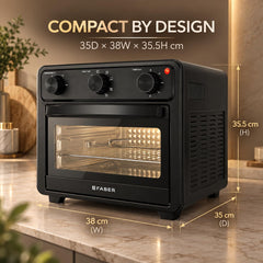 Faber AirOven 24L 1500W| View Window | Bake Tray, Tray Handle & Crumb Tray| Dishwasher safe removable parts | 5 Preset A