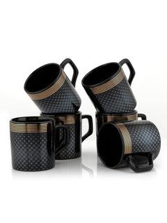 Clay Craft Fine Ceramic Tea/Coffee Cup Set of 6-200 ml Each (Director BG 606), Tea Cup Set of 6, Microwave & Dishwasher Safe, Mugs for Coffee, Cups Set of 6, Mug Set, Gift Set, Ideal for Gifting