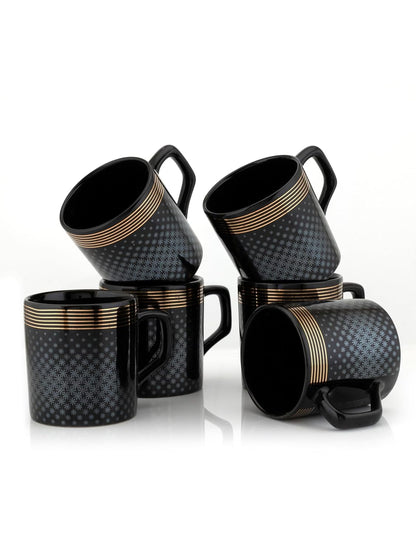Clay Craft Fine Ceramic Tea/Coffee Cup Set of 6-200 ml Each (Director BG 606), Tea Cup Set of 6, Microwave & Dishwasher Safe, Mugs for Coffee, Cups Set of 6, Mug Set, Gift Set, Ideal for Gifting