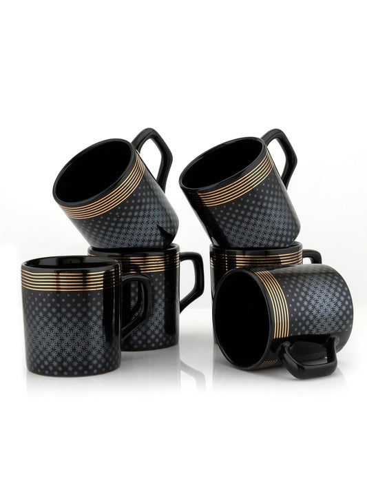 Clay Craft Fine Ceramic Tea/Coffee Cup Set of 6-200 ml Each (Director BG 606), Tea Cup Set of 6, Microwave & Dishwasher Safe, Mugs for Coffee, Cups Set of 6, Mug Set, Gift Set, Ideal for Gifting