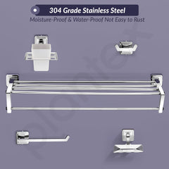 Plantex Decan 304 Grade Stainless Steel Towel Rack for Bathroom/Soap Holder/Napkin Ring/Tumbler Holder/Robe Hook/Bathroom Accessories - Chrome-4