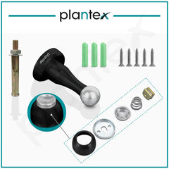 Plantex Stainless Steel 360 Degree 4 inch Door Magnet Stopper for Home/Office/Hotel Wall and Floor Mounted Soft-Catcher to Hold Wooden/Glass/PVC Door Stops (Black Finish)-5