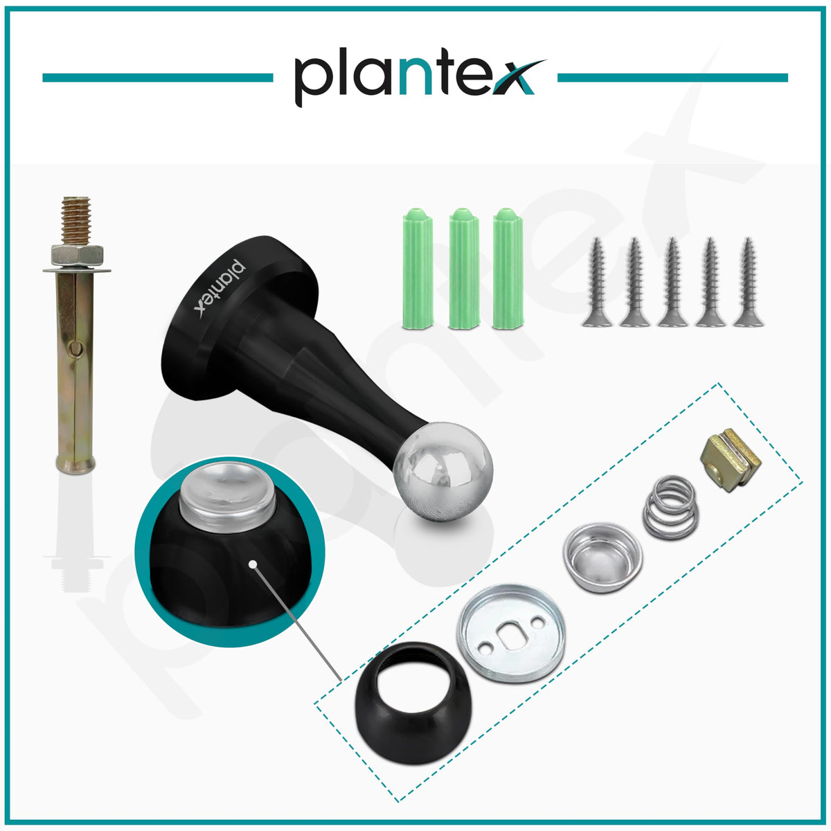 Plantex Stainless Steel 360 Degree 4 inch Door Magnet Stopper for Home/Office/Hotel Wall and Floor Mounted Soft-Catcher to Hold Wooden/Glass/PVC Door Stops (Black Finish)-5