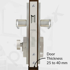Plantex Heavy-Duty Door Lock Set - Main Door Lock Handle Set/Mortise Lock with 3 Keys, Brass Lock Body & Cylinder (8125 - Steel Satin & Chrome)-5