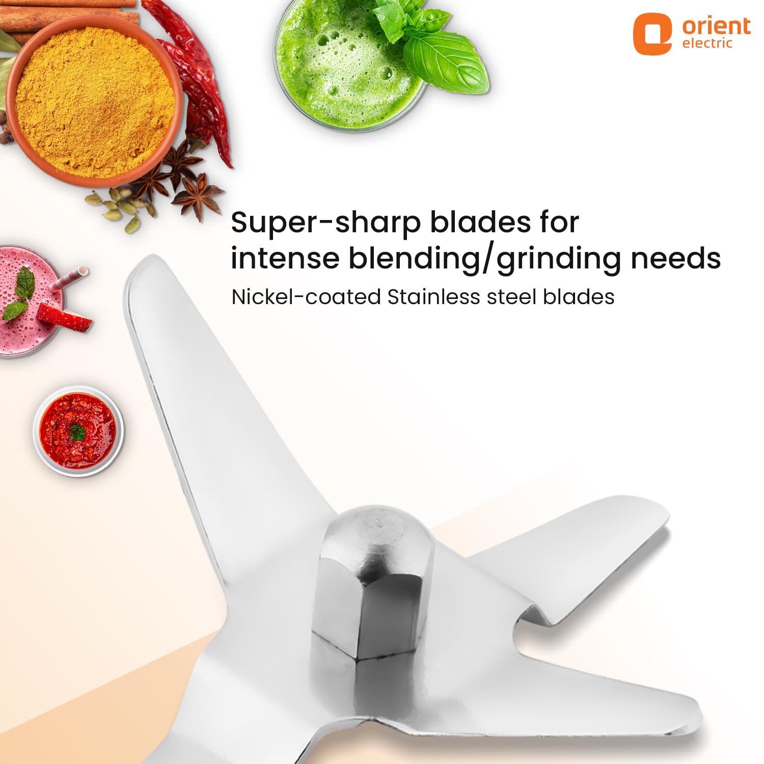 Orient Electric Super Power 750W mixer grinder with Juicer | 4 Jar with 3 stainless steel multipurpose jars & Juicing jar with Filter | Longer life balanced coil motor|5 years motor warranty by Orient
