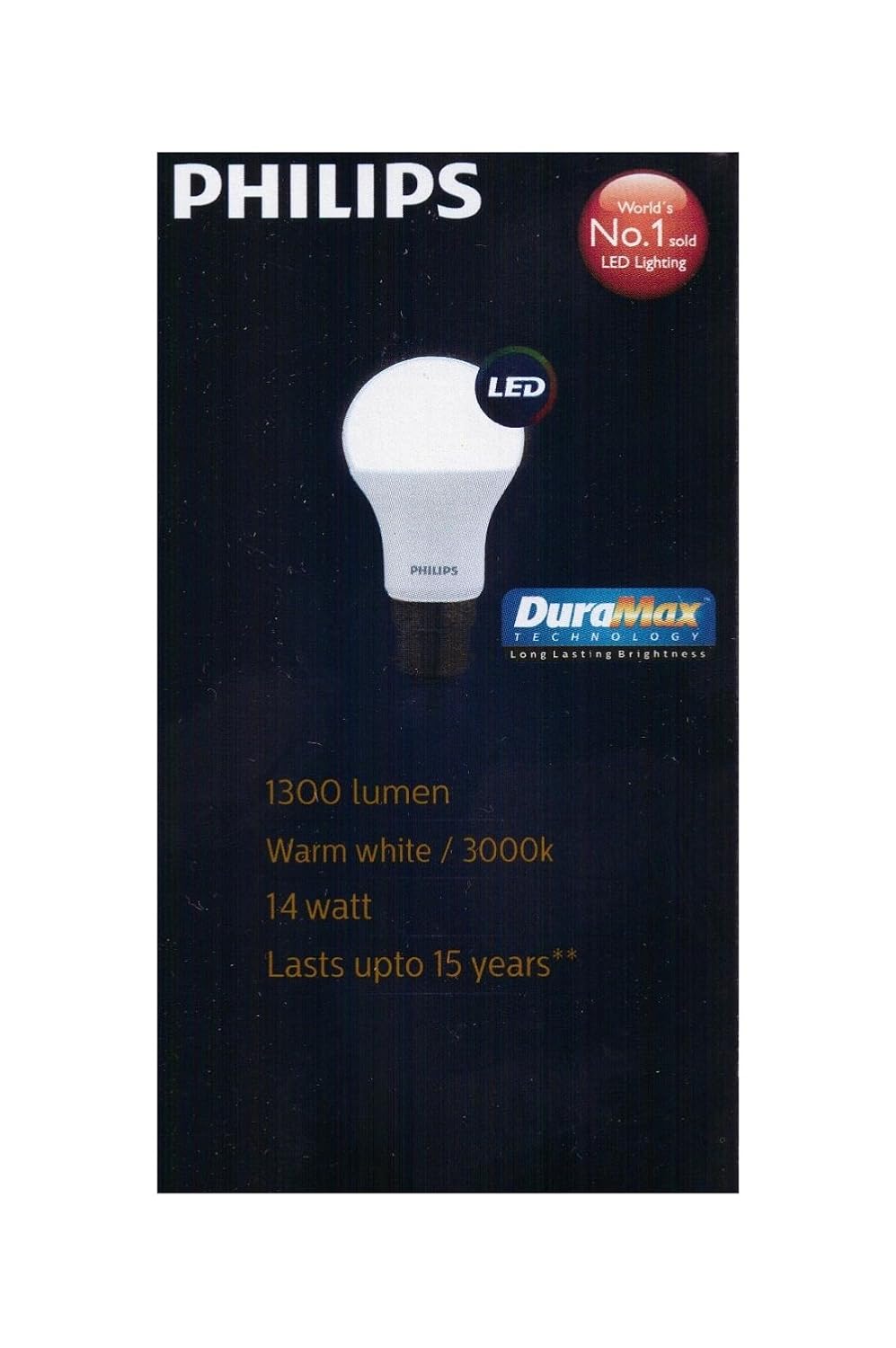 Philips 14W B22 LED Warm White Bulb, Pack of 2 (Stellar Bright)