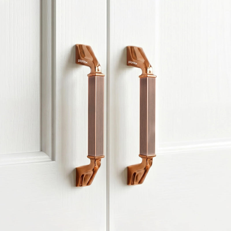Plantex Aluminium Cabinet Handle/128mm Wardrobe Handle for Home/Cupboard Door Pull-Push Handles for Office - Pack of 2 (Rose Gold)-1