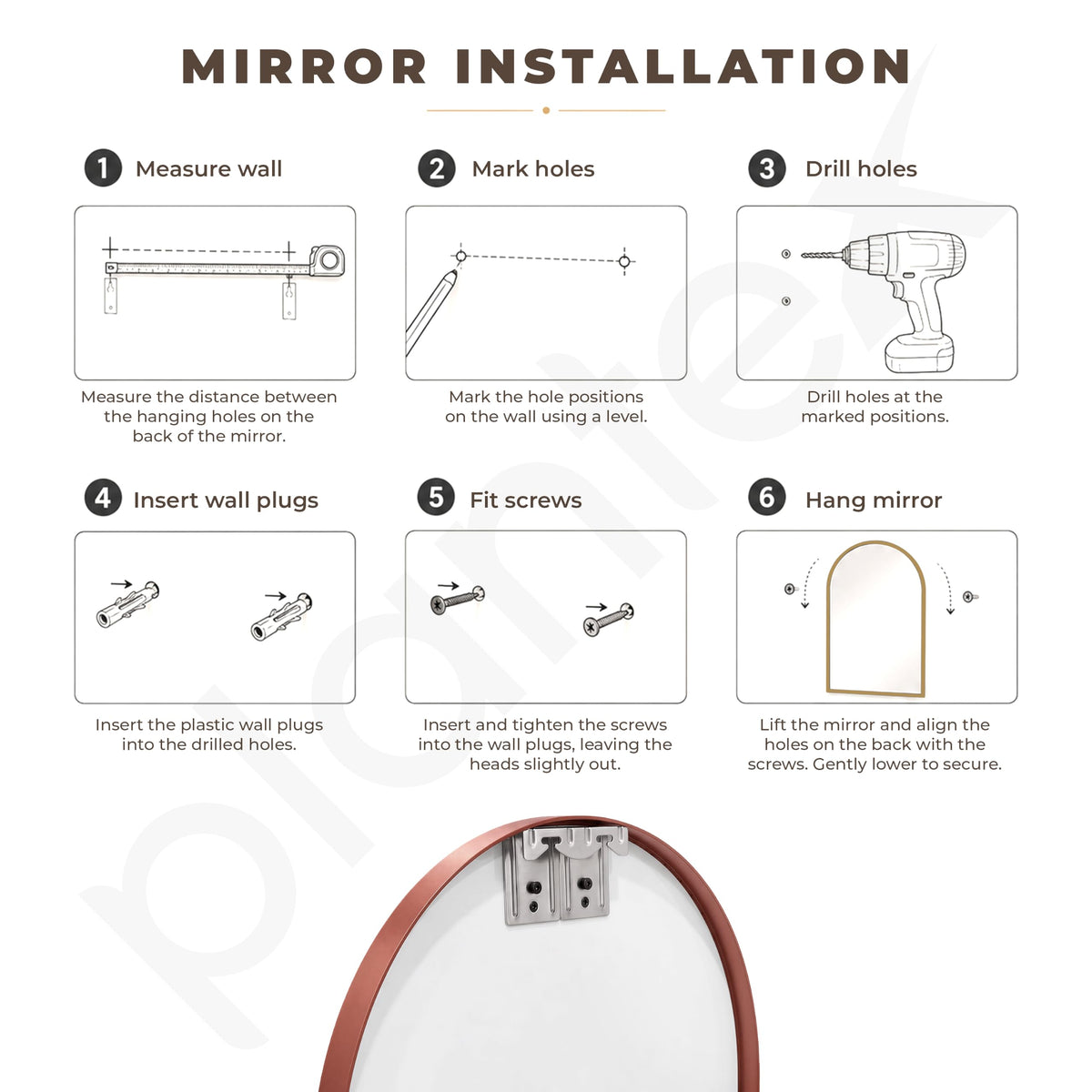 Plantex Aluminium Frame Mirror for Bathroom/Wall Mount Half-Capsule Mirror for Bedroom/Dressing Room/Living Room/Entryway - (Rose Gold, 18x24 Inch)-5