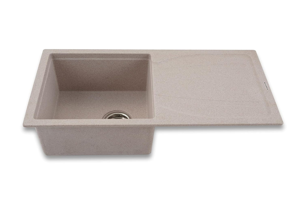 Faber Verona Ingranite34"X17"Single Bowl Sink with Drainboard|Includes Plumbing Waste Kit|25 Years Warranty|Silent,Scrat