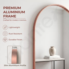 Plantex Aluminium Frame Mirror for Bathroom/Wall Mount Half-Capsule Mirror for Bedroom/Dressing Room/Living Room/Entryway - (Rose Gold, 18x24 Inch)-6