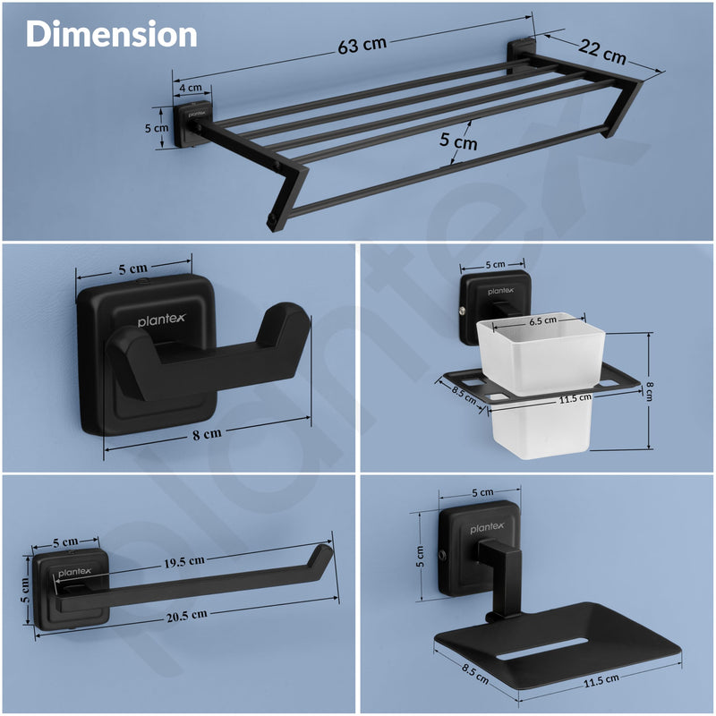 Plantex Decan 304 Grade Stainless Steel Towel Rack for Bathroom/Soap Holder/Napkin Ring/Tumbler Holder/Robe Hook/Bathroom Accessories - Black-2