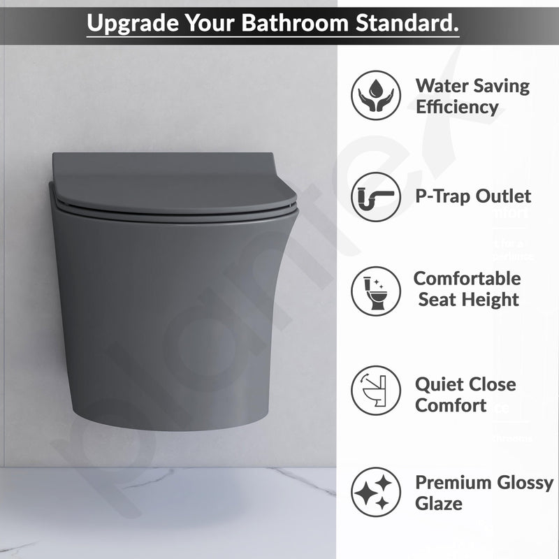 Plantex Ceramic Bathroom Commode and Wash Basin/Rimless Washdown Wall Hung Western Toilet/Bathroom Wash Basin/P Trap Commode - Smoke-2