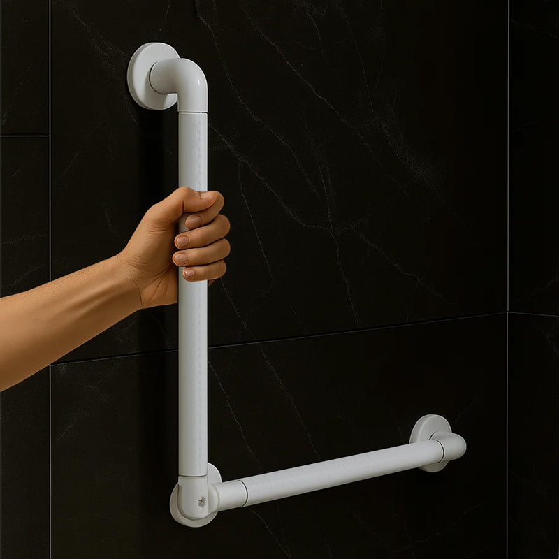 Plantex Stainless Steel Grab Bar/Wall Mounted Safety L Shaped Grab Bar for Bathroom/Grab bar for Toilet Senior Citizens - Pack of 1 (White)-1