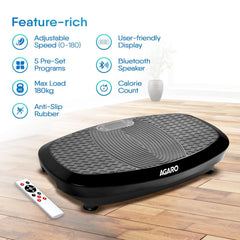 AGARO Royal 3D Vibration Plate Massager, Home & Gym Workout Machine For Muscle Toning, Calorie Burning, Massaging, Weight Loss, Pain Relief & Comes With 5 Program Mode With Remote,2 Balance Straps