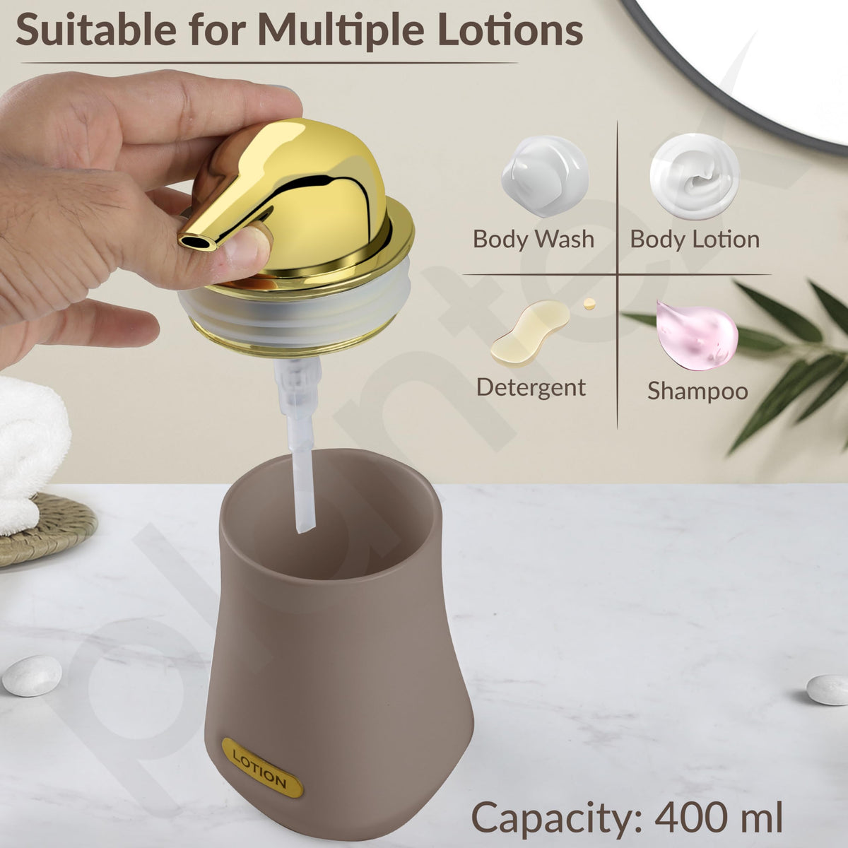 Plantex Ceramic Bathroom Set - Soap Holder for Bathroom/Liquid Soap Dispenser/Tumbler Holder/Toothbrush Holder/Handwash Dispenser - 3 Pcs Set (Model APS-NZBA-403)-4