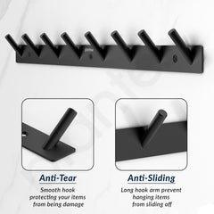 Plantex Wall Hooks for Hanging Cloth/Stainless Steel Towel Hangers/Bathroom Robe Hooks/Door Hangers/Round Wall Hook/Hook Rail for Hanging Keys - 8 Hooks (Pack of 1, Z-Black)-5