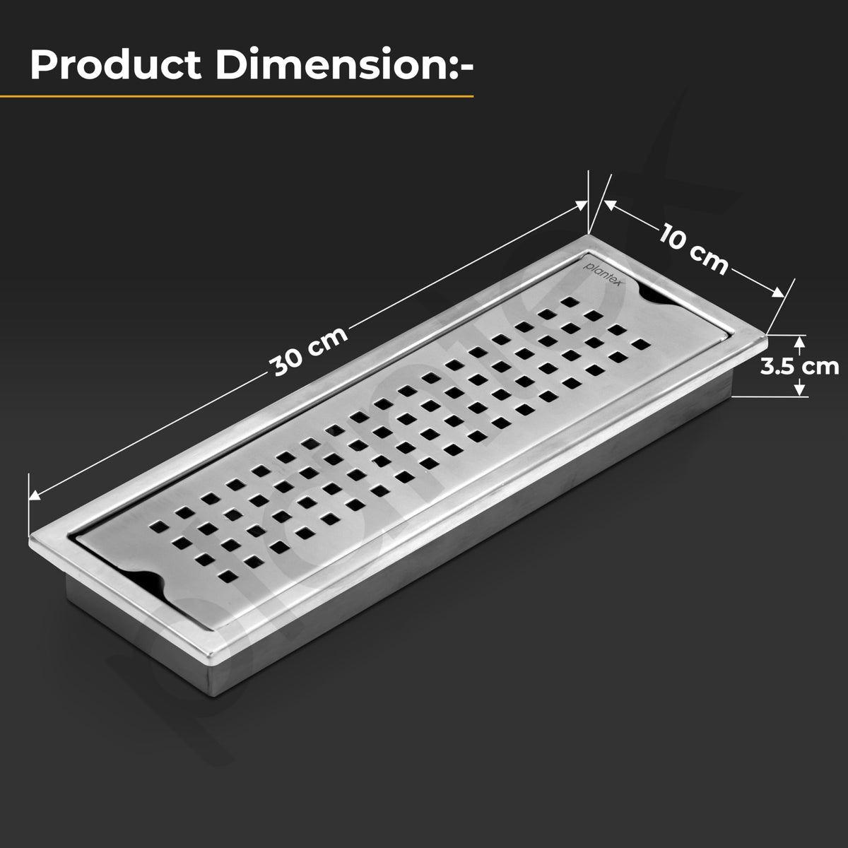 Plantex 304 Grade Stainless Steel Shower Water Drain Channel/12x4 Inch Floor Drain/Drainage Cover/Floor Drain Cover with Removable Grate - (PALO, Chrome)-3