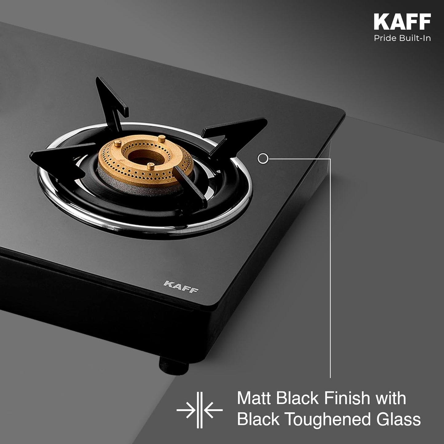 KAFF 3 Burner Gas Stove Top for Kitchen - 71CM Manual Ignition Cooktop| Modern Glass Stove for Modular Kitchen, ISI Certified & Compatible with LPG (Black)