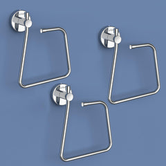 Plantex Stainless Steel Towel Ring for Bathroom/Napkin-Towel Hanger/Wash Basin/Bathroom Accessories - (Chrome-Rectangle) - Pack of 3-1