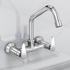 Plantex Pure Brass Sink Mixer Tap Hot and Cold/Kitchen Sink Tap/Water Mixer Tap for Kitchen Sink with Brass Wall Flange and Teflon Tape- 7 Year Warranty by Plantex (LEA-714 -Chrome)-1
