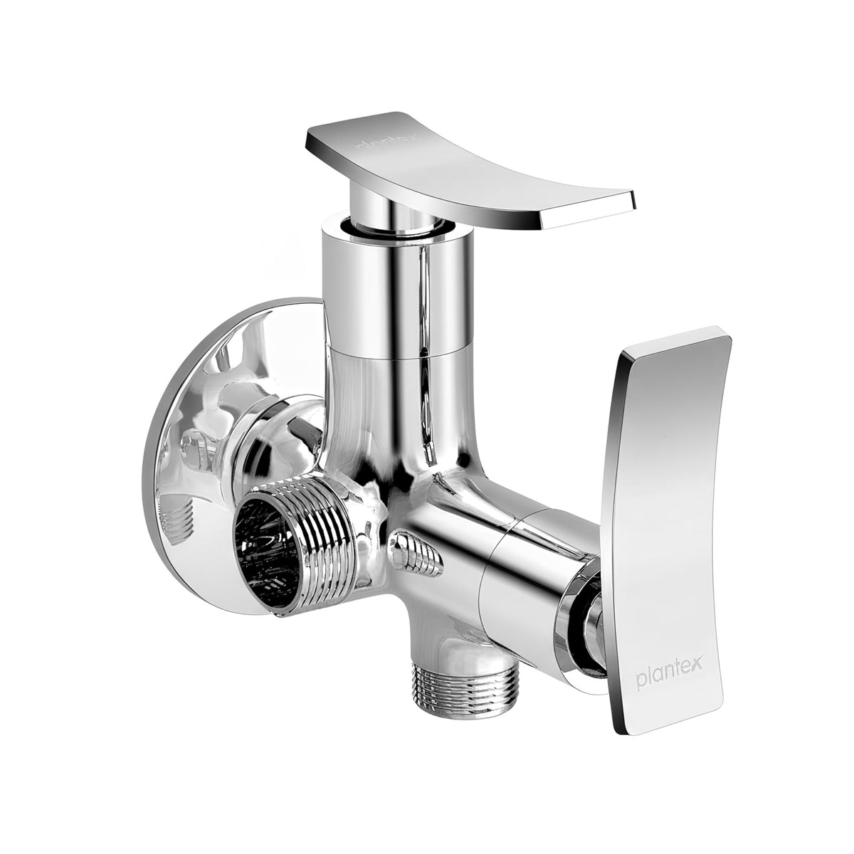 Plantex Pure Brass 2 way angle valve/Angle Cocke for Bathroom with Teflon Tap (Star, Chrome)