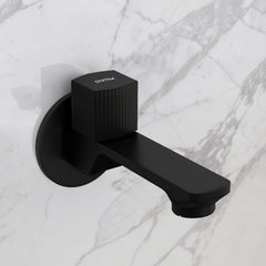 Plantex Single Knob Long Body Bib Tap for Bathroom with Water Saving Aerator/Tap for Wash Basin with Brass Spindle/Wall Mount Bib Tap with Wall Flange and Teflon Tape (Black)-1