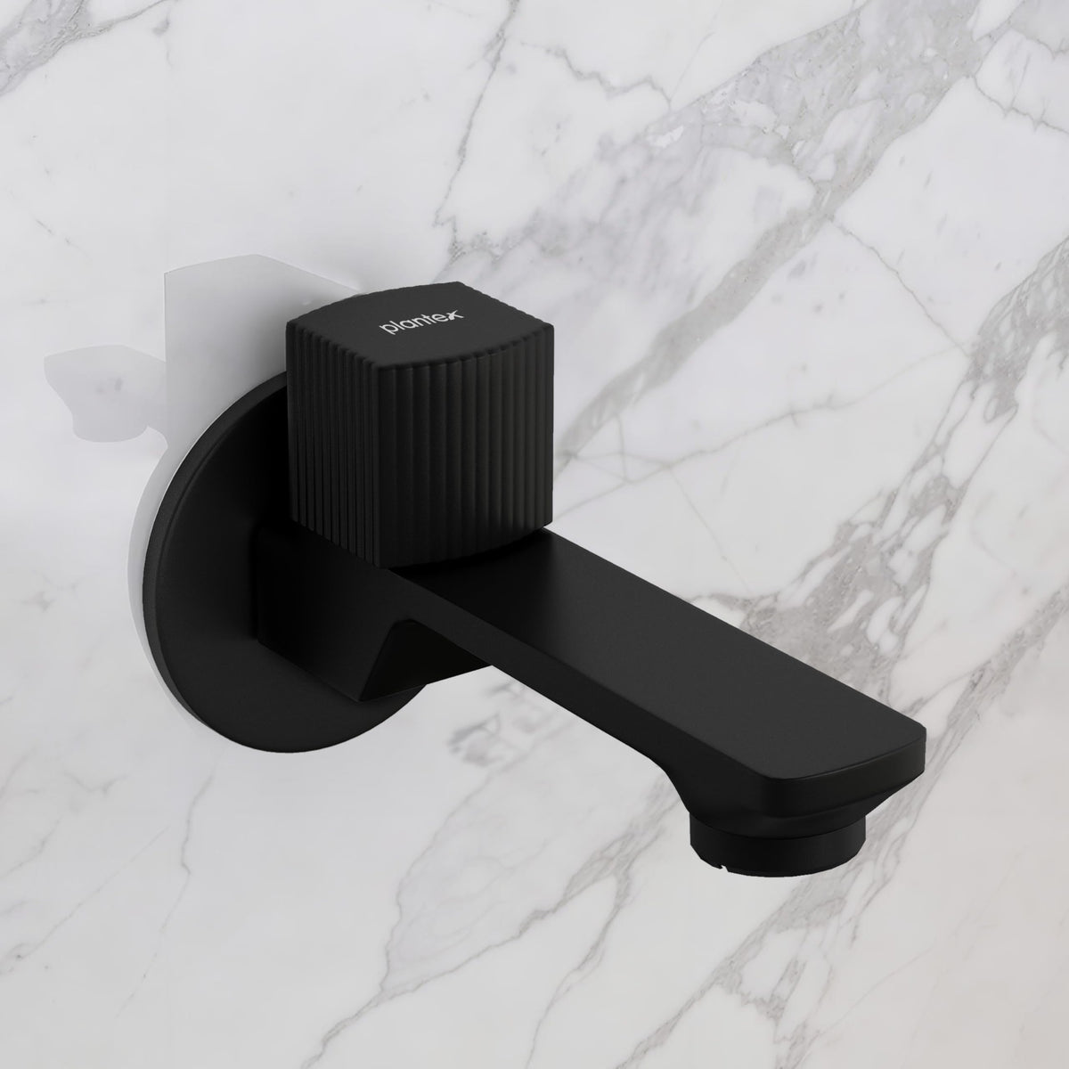 Plantex Single Knob Long Body Bib Tap for Bathroom with Water Saving Aerator/Tap for Wash Basin with Brass Spindle/Wall Mount Bib Tap with Wall Flange and Teflon Tape (Black)
