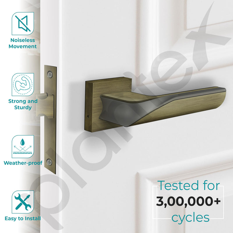 Plantex Heavy Duty Door Lock Bathroom Door Lock/Mortise Keyless Handle Set for Home/Bathroom/Store Room/Balcony/Office with Baby Latch (7086 “ Brass Antique/Satin Black)-2