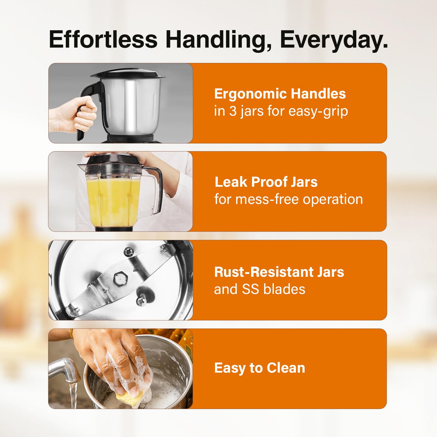 V-Guard Precia NX Juicer Mixer Grinder 750 W (New Launch) | 3-Year Motor Coverage | 4 Versatile Jars | Juicer, Large, Medium & Small | Compact ABS Body | SS Rust-Resistant Blades