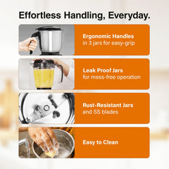 V-Guard Precia NX Juicer Mixer Grinder 750 W (New Launch) | 3-Year Motor Coverage | 4 Versatile Jars | Juicer, Large, Medium & Small | Compact ABS Body | SS Rust-Resistant Blades