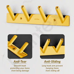 Plantex Wall Hooks for Hanging Cloth/Stainless Steel Towel Hangers/Bathroom Robe Hooks/Door Hangers/Square Wall Hook/Hook Rail for Hanging Keys - 4 Hooks (Pack of 3, PVD Gold)-5