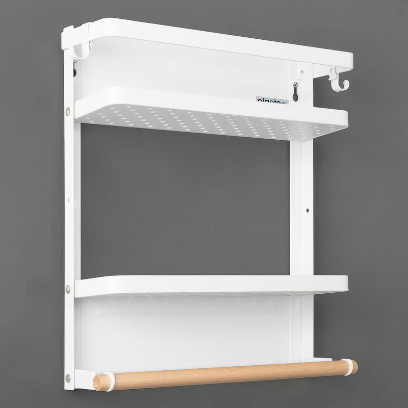 Plantex GI Steel Multi-Purpose Magnetic Shelf for Home/Fridge Organizer Spice Rack with Paper-Towel Holder/Kitchen Rack for Refrigerator (Small-White)-6