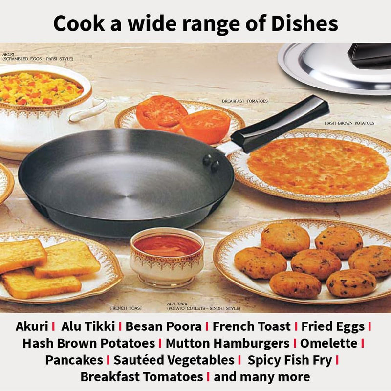 Hawkins Futura 20 cm Frying Pan, Hard Anodised Fry Pan with Stainless Steel Lid, Small Frying Pan, Black (AF20S)