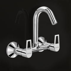 Plantex Sink Tap for Kitchen Sink/360 Degree Rotating with Foam Flow/Hot & Cold Sink Mixer/Wall Mount Sink Mixer with Wall Flange and Teflon Tape - Pack of 1 (Chrome, 3223)-1