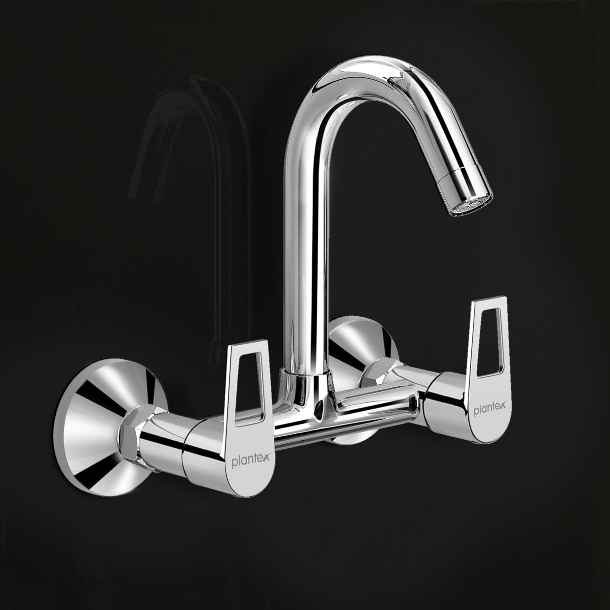 Plantex Sink Tap for Kitchen Sink/360 Degree Rotating with Foam Flow/Hot & Cold Sink Mixer/Wall Mount Sink Mixer with Wall Flange and Teflon Tape - Pack of 1 (Chrome, 3223)
