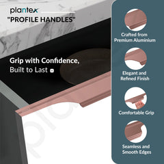 Plantex Profile Handle for Kitchen Cabinet/18 Inch Aluminium Drawer Profile Handle/Wardrobe Pull Handle for Home/Office/Hotel - Pack of 2 (Rose Gold) (Model APS-PF-1003)-2