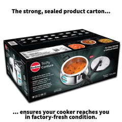 Hawkins 3.5 Litre Triply Contura Pressure Cooker, Triply Stainless Steel Induction & Contura shaped Cooker, Silver (SSTCO35)