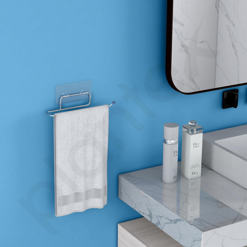 Plantex Self Adhesive Stainless Steel Towel Holder/Towel Hanger/Towel Ring for Bathroom/Napkin Holder/Bathroom Accessories - Pack of 1 (Chrome)-2