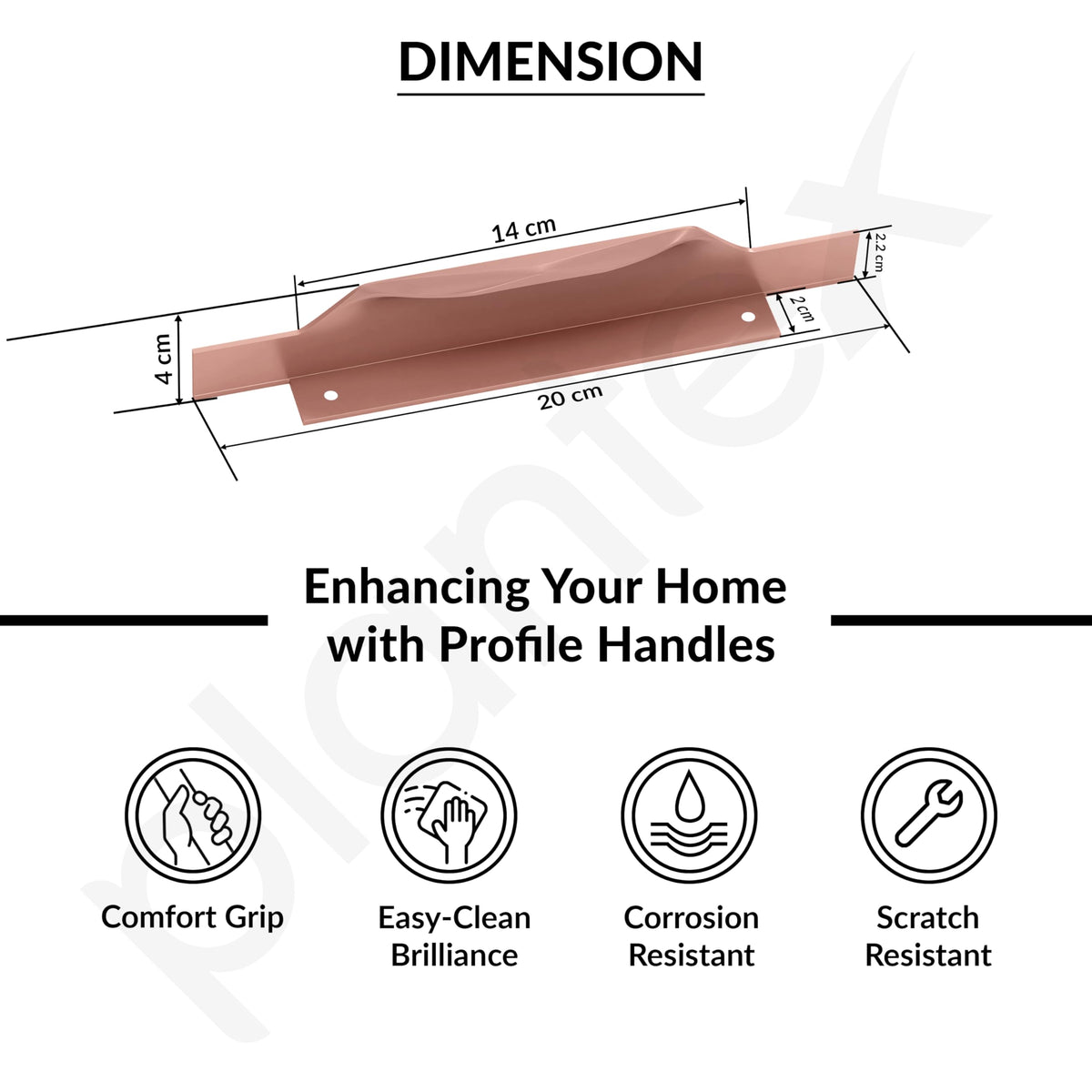 Plantex Profile Handle for Kitchen Cabinet/8 Inch Aluminium Drawer Profile Handle/Wardrobe Pull Handle for Home/Office/Hotel - Pack of 1 (Rose Gold) (Model APS-PF-1002)-3